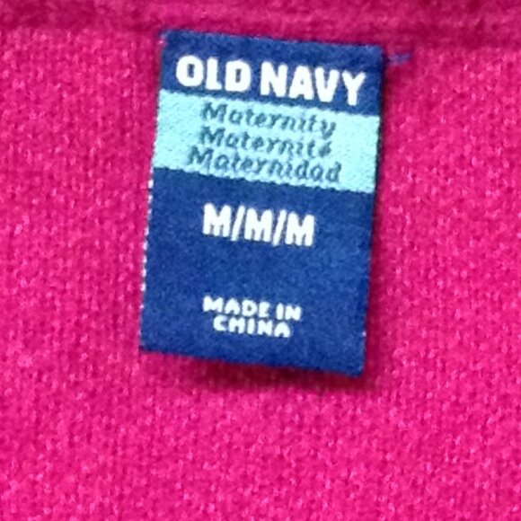 Old Navy Women's Maternity Sweater Size M Raspberry Polka Dot Gathered Sides - Picture 4 of 5